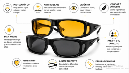 Lentes Visión HD 2x1 Visión Noche y Día