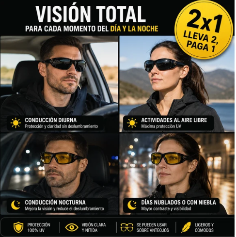 Lentes Visión HD 2x1 Visión Noche y Día